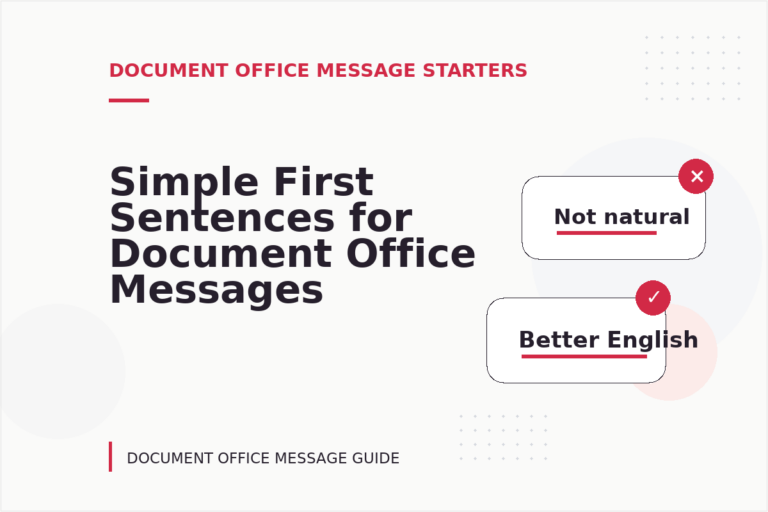 Simple First Sentences for Document Office Messages Simple First Sentences for Document Office Messages